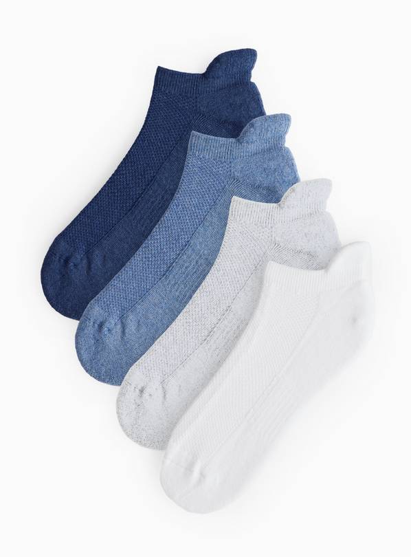 Blue Cushioned Sole Trainer Socks 4 Pack 6-8.5