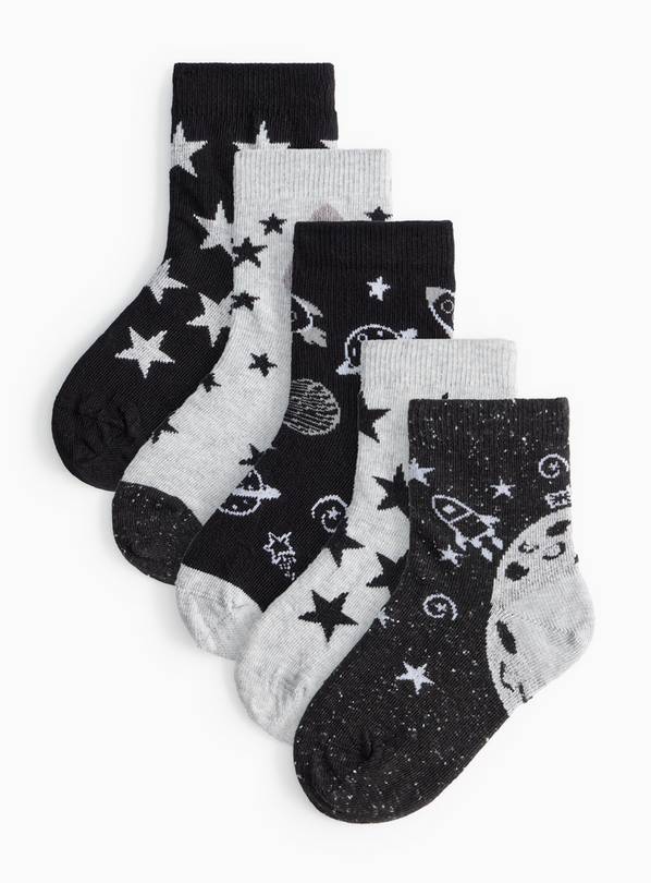 Mono Space Print Socks 5 Pack 6-8.5