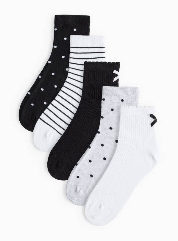 Mono Bow Crop Ankle Socks 5 Pack 4-8