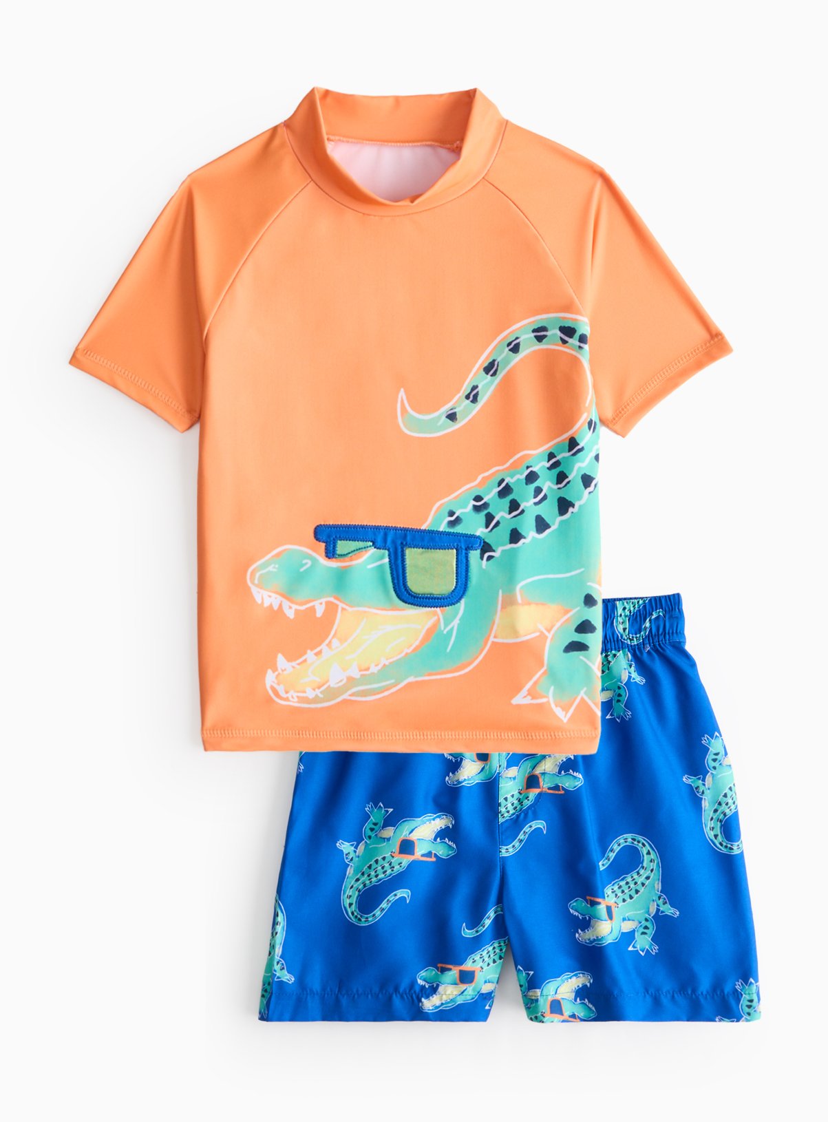 Orange Orange Crocodile Print Rash Vest & Swim Shorts (3 Years) - Tu by Sainsbury's