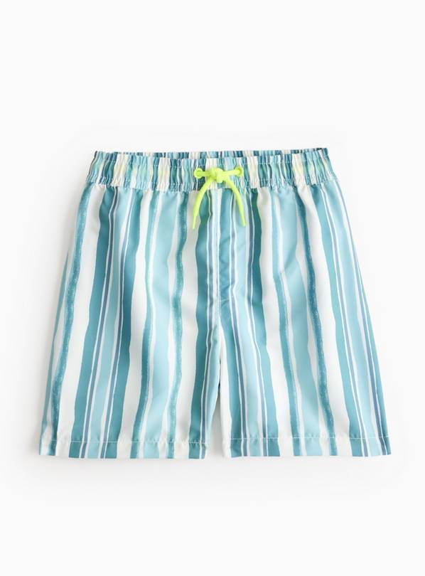Blue Striped Neon Swim Shorts 9 years