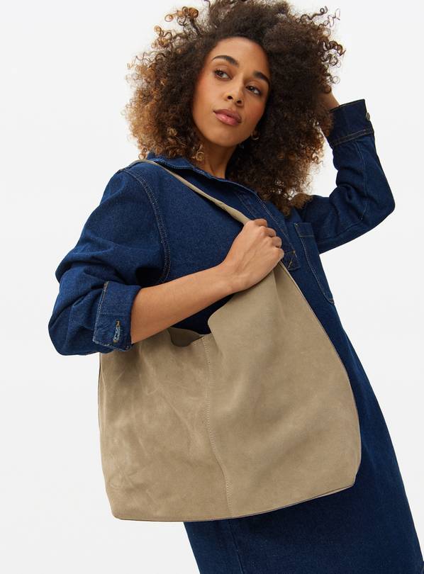 Light Brown Suede Shoulder Bag One Size