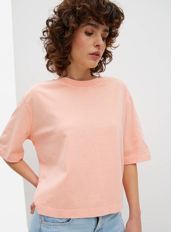 Coral Washed Boxy T-Shirt L