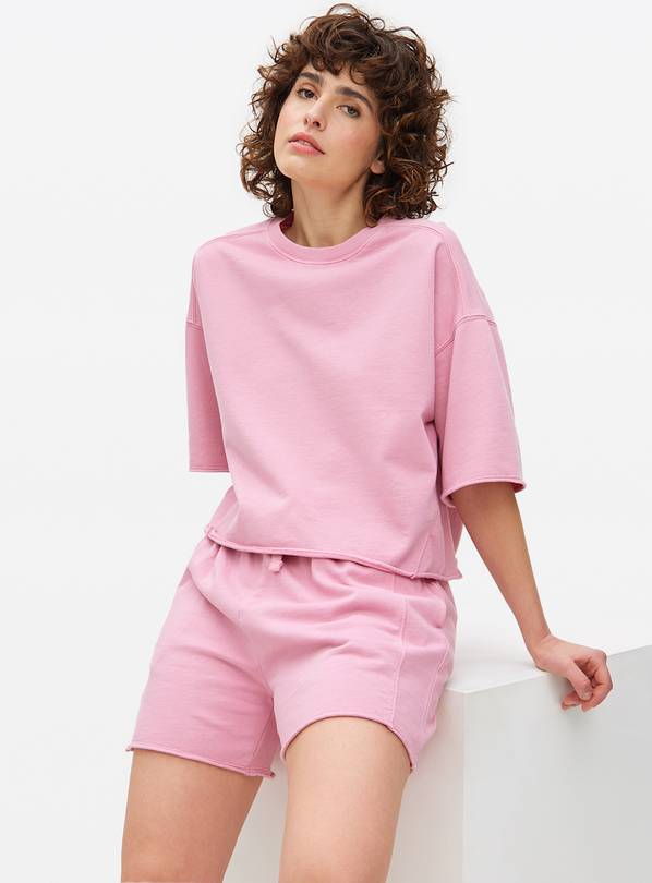 Pink Washed Co-ord Sweat Shorts  L