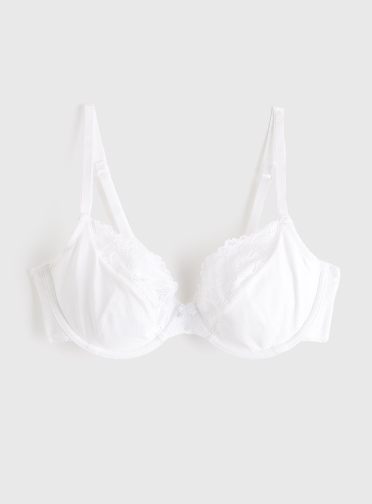 White Cotton Lace Trim Underwired Bra 32A - Image 3 thumbnail