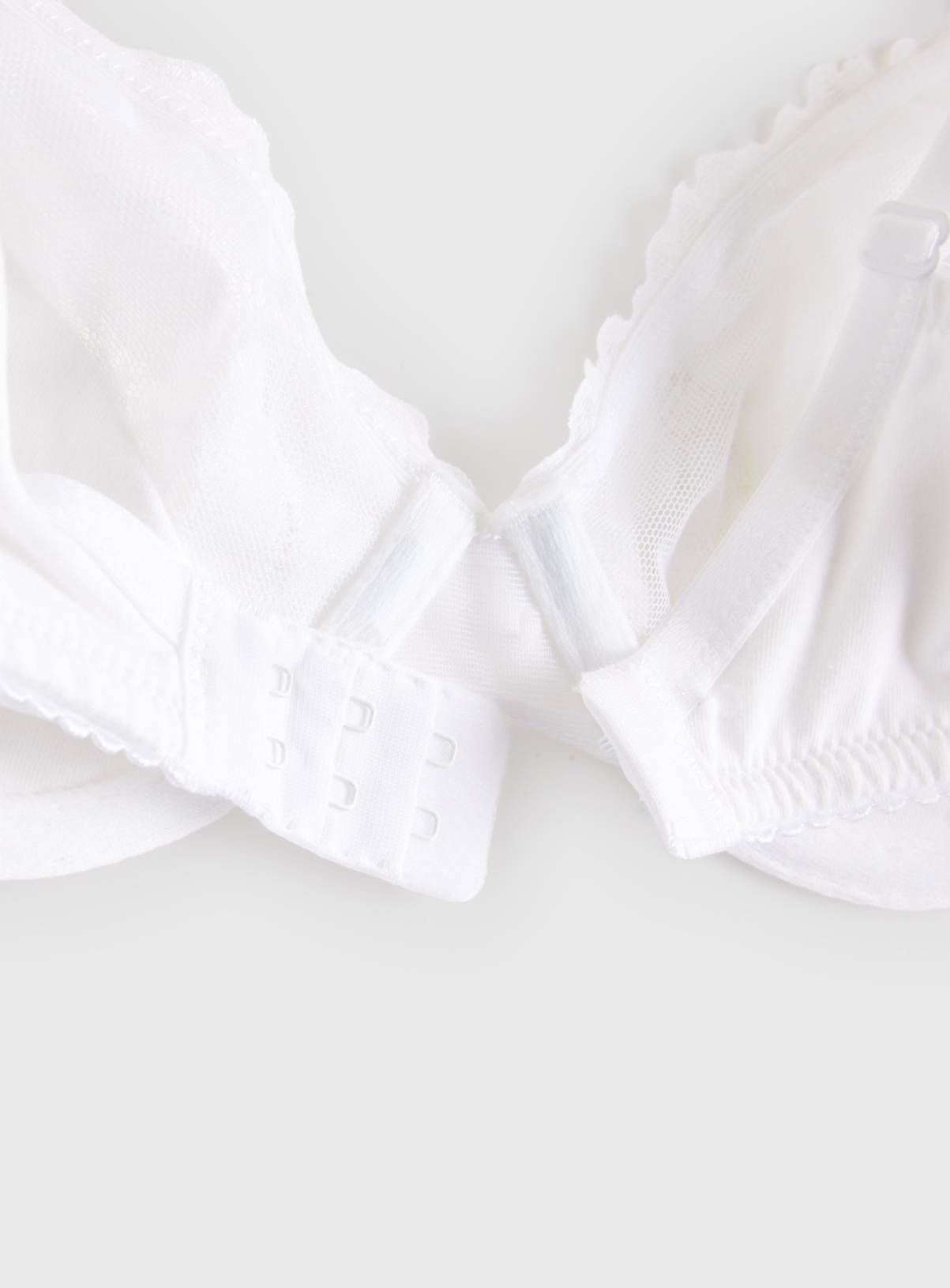 White Cotton Lace Trim Underwired Bra 32A - Image 4