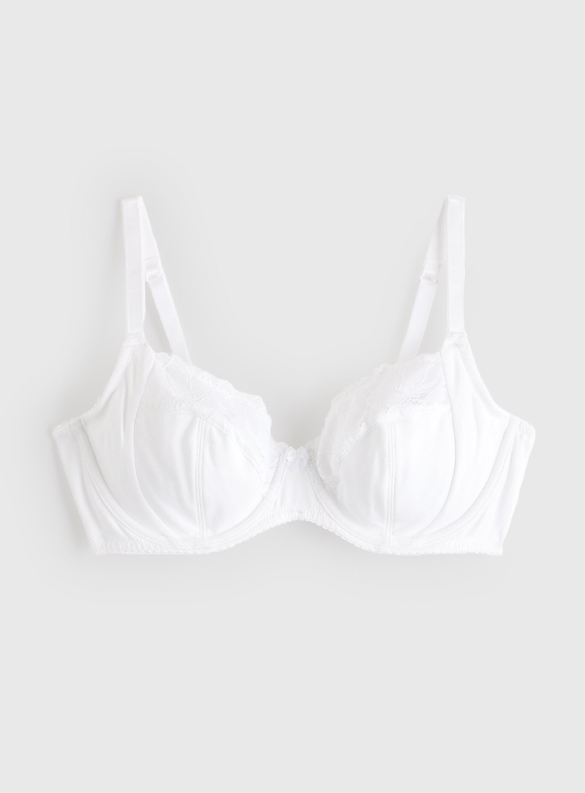 DD+ White Lace Trim Cotton Underwired Bra 42DD - Image 3 thumbnail