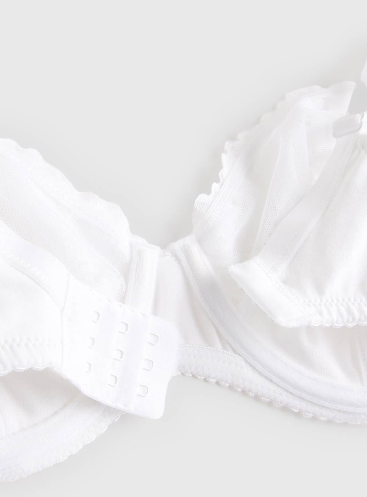 DD+ White Lace Trim Cotton Underwired Bra 42DD - Image 4