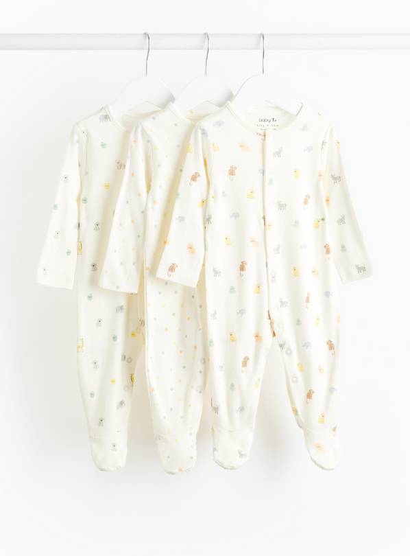 Animal & Spot Print Sleepsuit 3 Pack Up to 3 mths