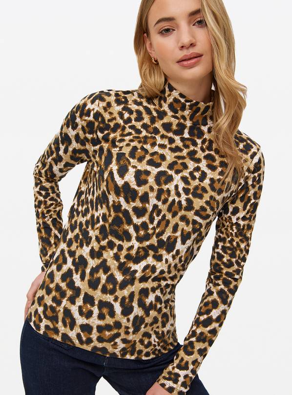 Brown Leopard Print Modal High Neck Top 16