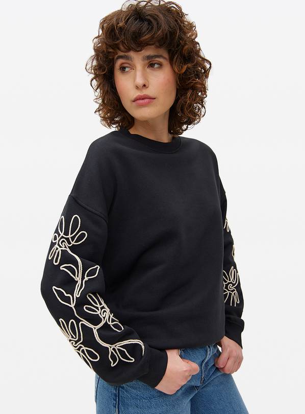 Black Cornelli Sleeve Detail Sweatshirt XXL