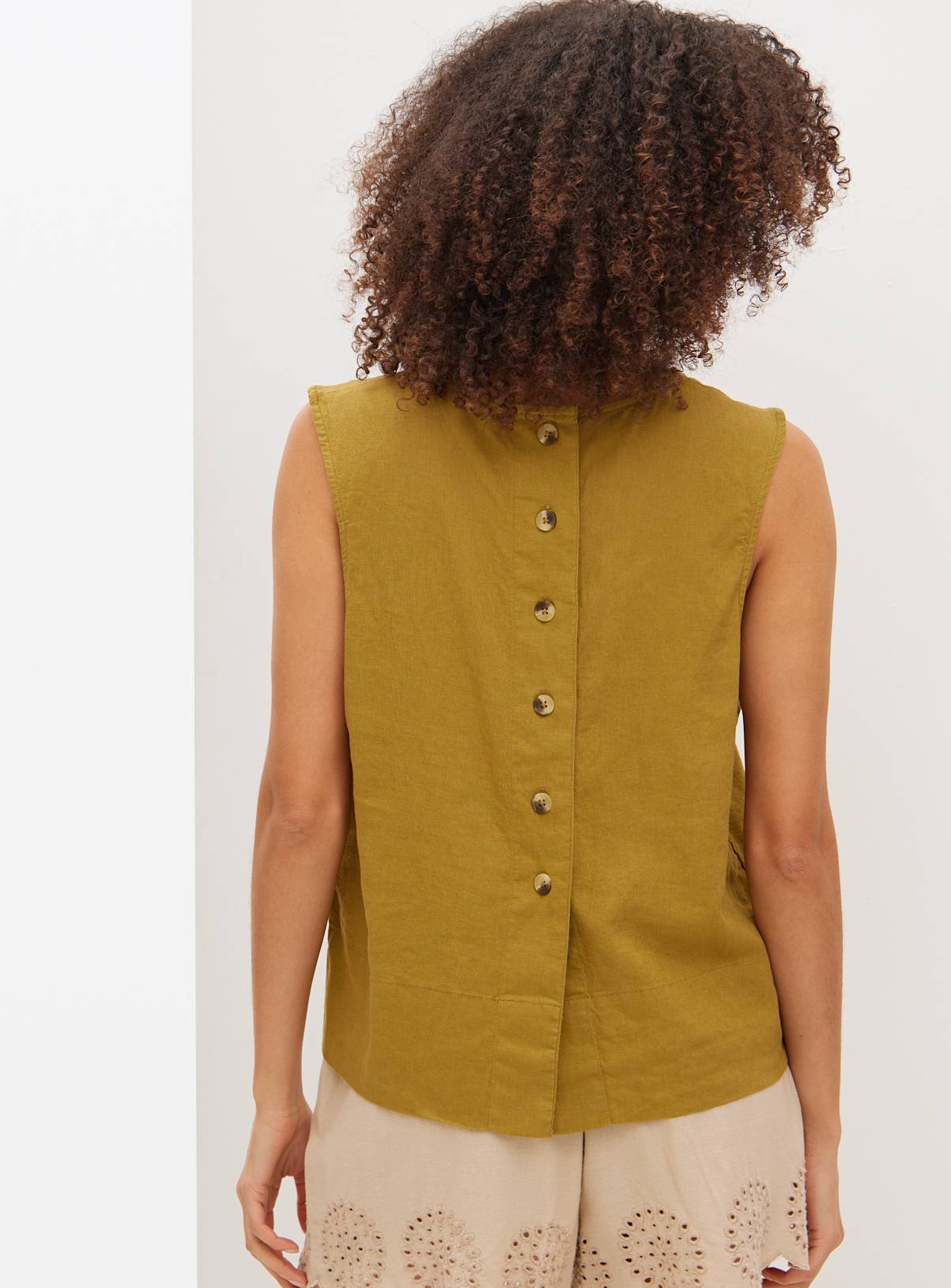 Green Linen Blend Shell Top 26 - Image 4