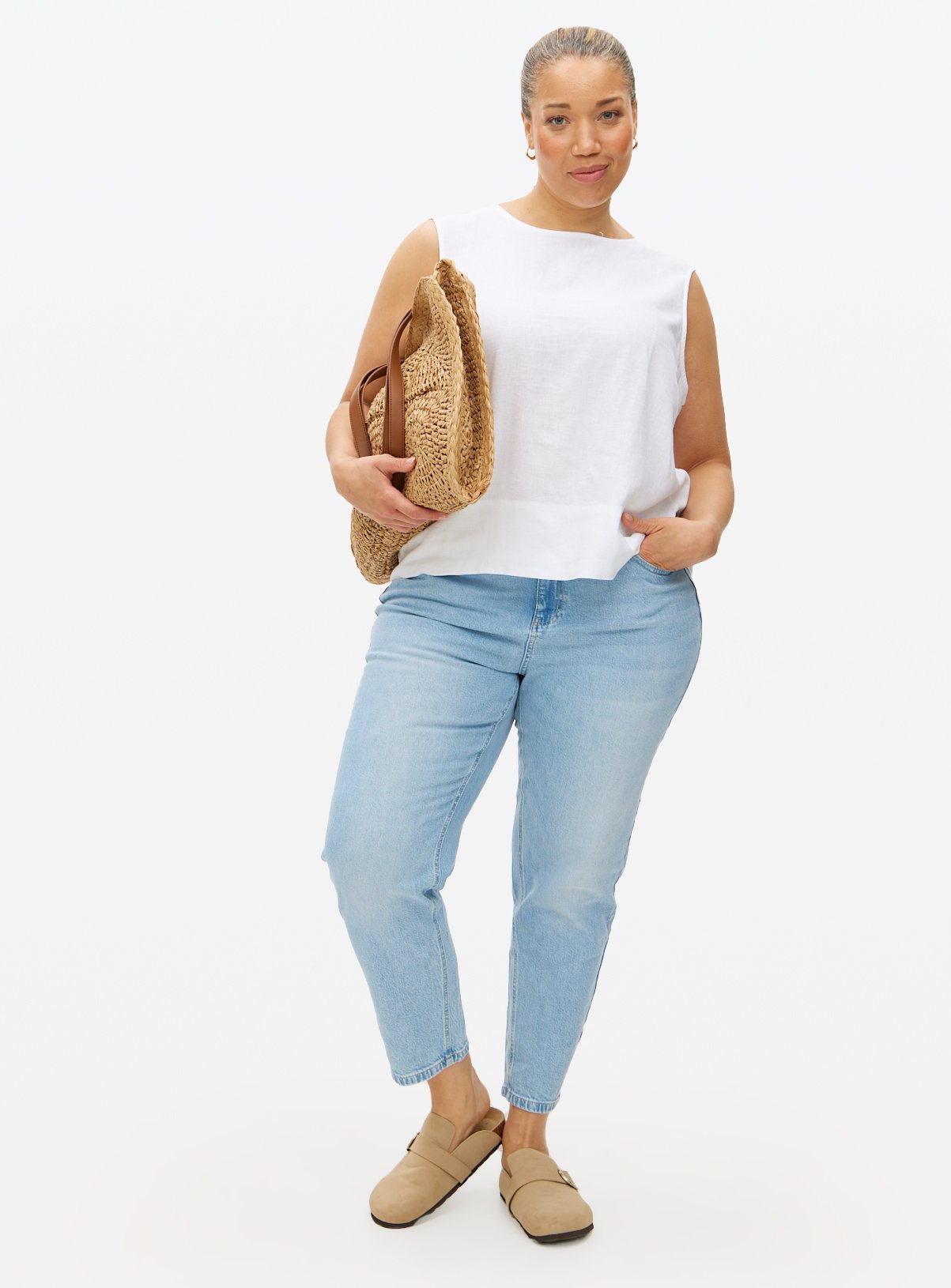 White Linen Blend Shell Top 12 - Image 2 thumbnail