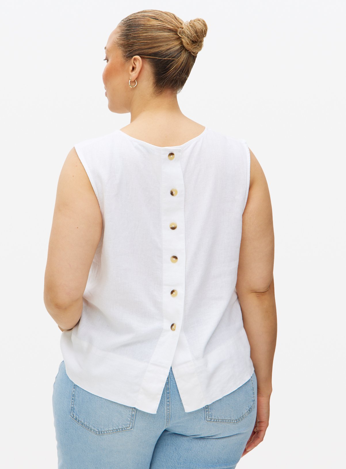 White Linen Blend Shell Top 12 - Image 4 thumbnail