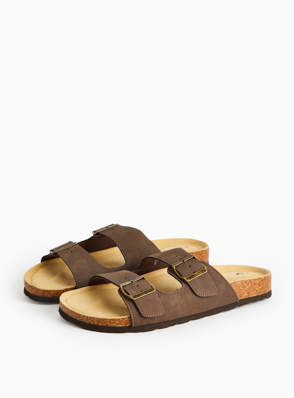 Men's Brown Double Strap Footbed Sandals