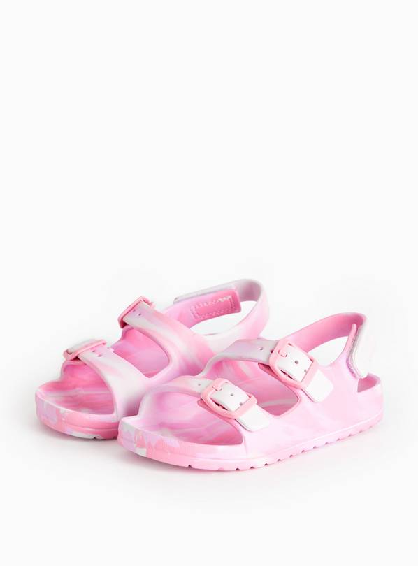 Pink Marble Print Twins Strap Sandals 8 Infant