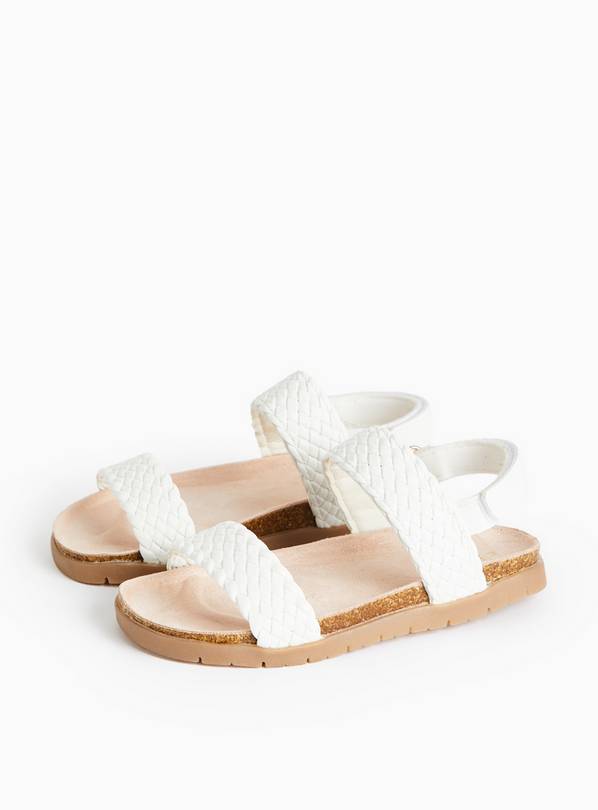 White Faux Leather Braided Footbed Sandals  4 Infant