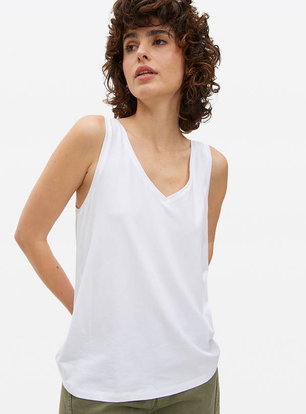 White V Neck Sleeveless Vest S