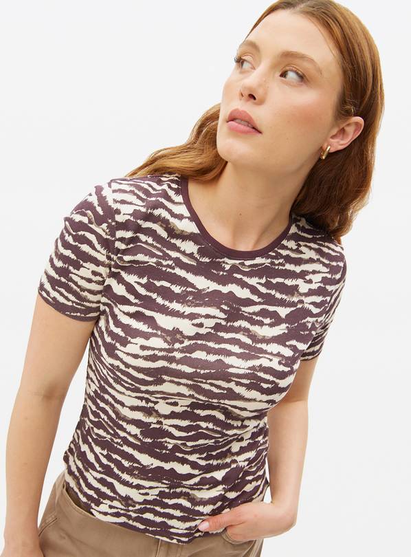 Brown Zebra Print Slim Fit T-Shirt 22