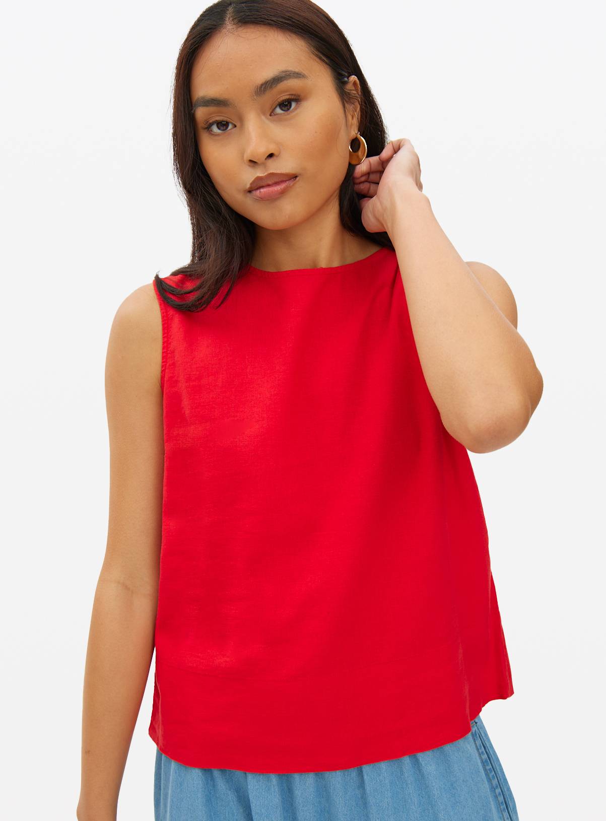 Red Linen Blend Shell Co-ord Top 10 - Image 2