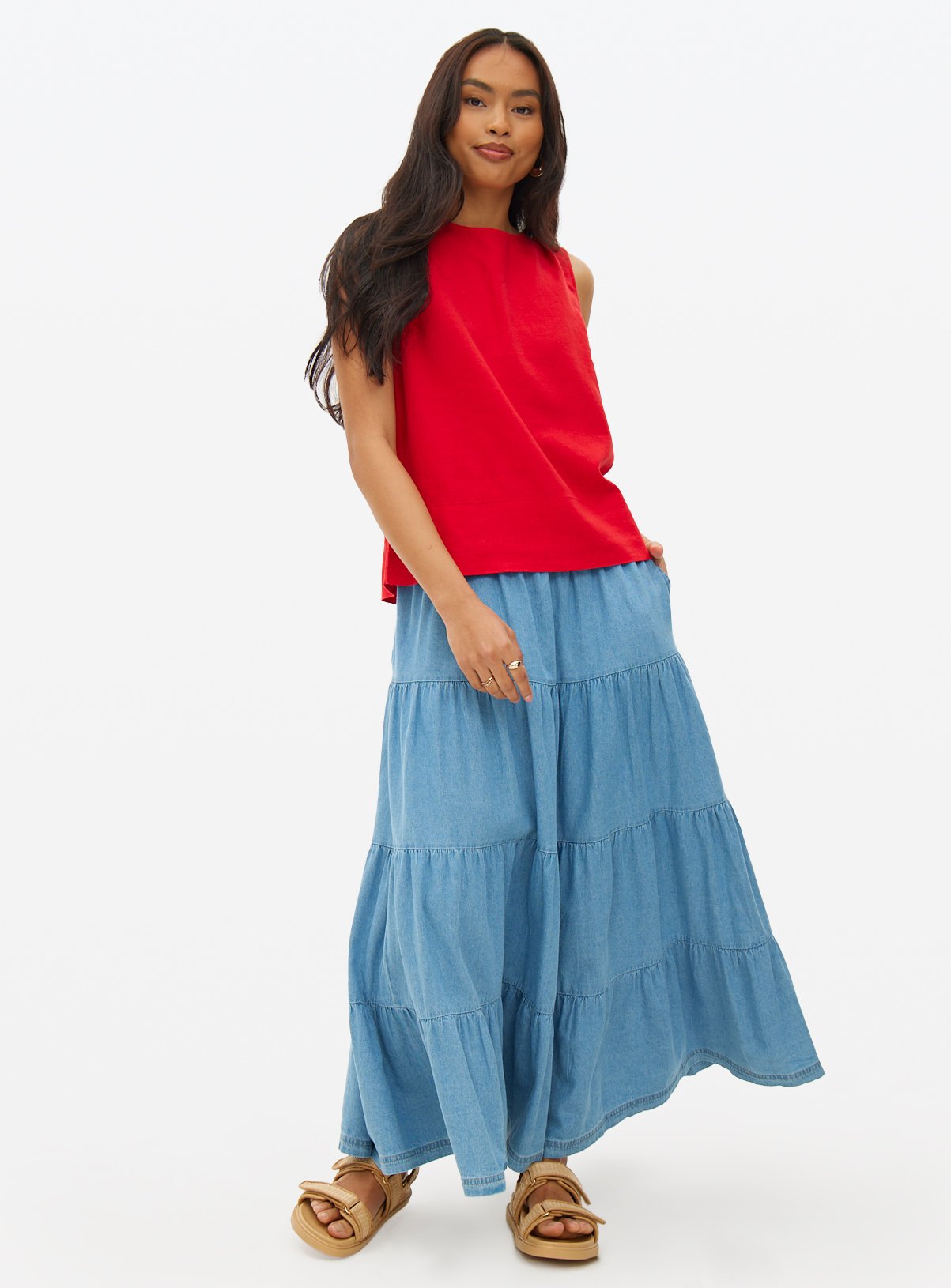 Red Linen Blend Shell Co-ord Top 10 - Image 3 thumbnail