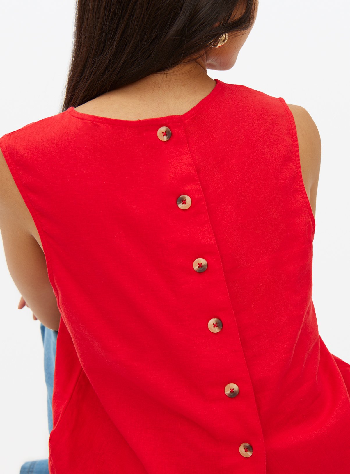 Red Linen Blend Shell Co-ord Top 10 - Image 4 thumbnail