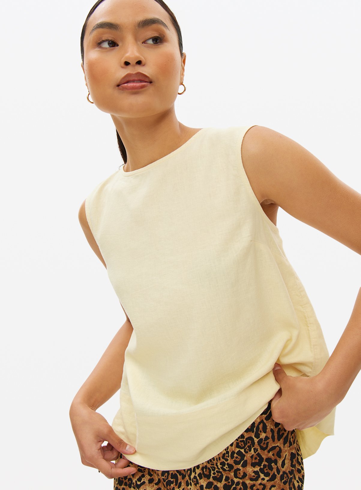 Yellow Linen Blend Shell Co-ord Top 12 - Image 2 thumbnail