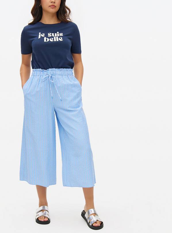 Blue Stripe Textured Culottes 14