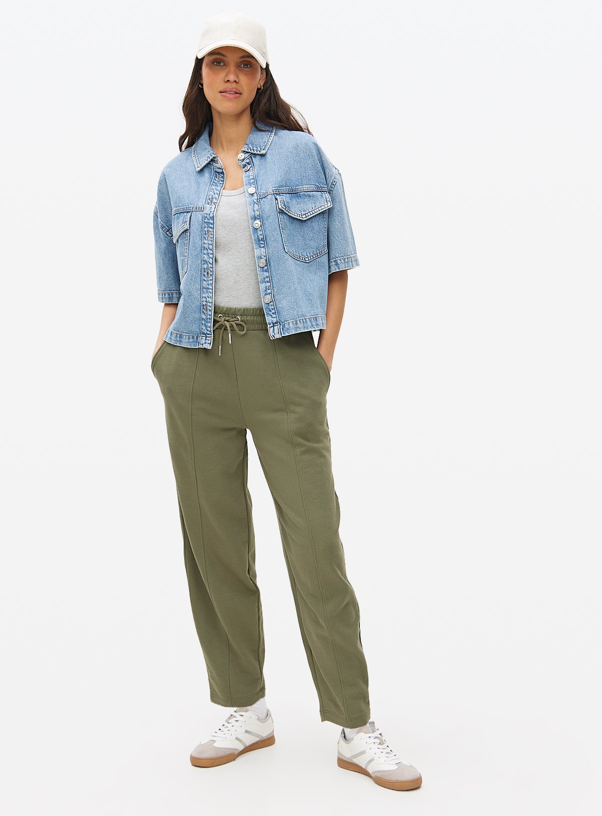 Khaki Barrel Leg Joggers XL - Image 1 thumbnail