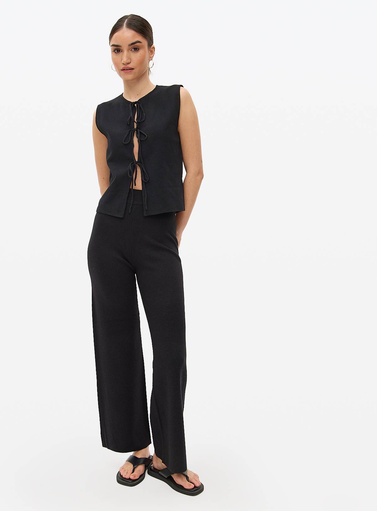 Black Tie Front Waistcoat L - Image 2