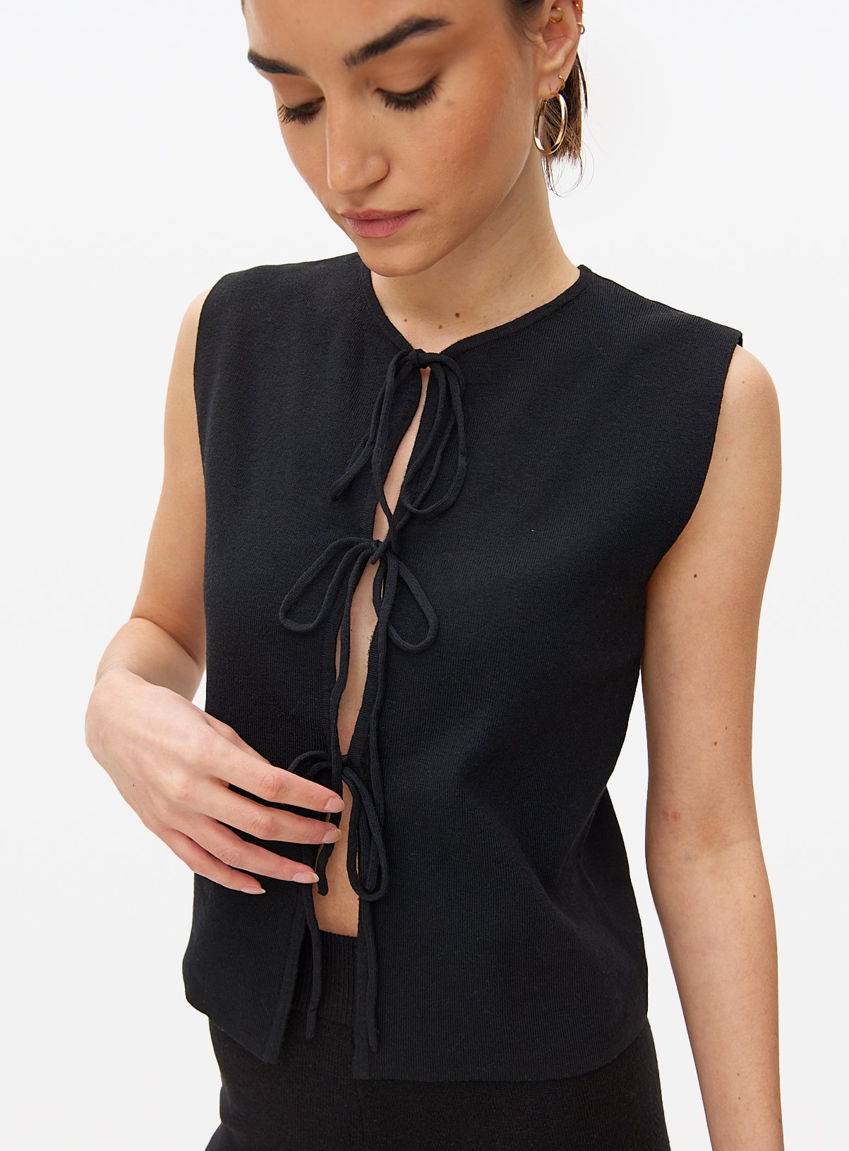Black Tie Front Waistcoat L - Image 3 thumbnail