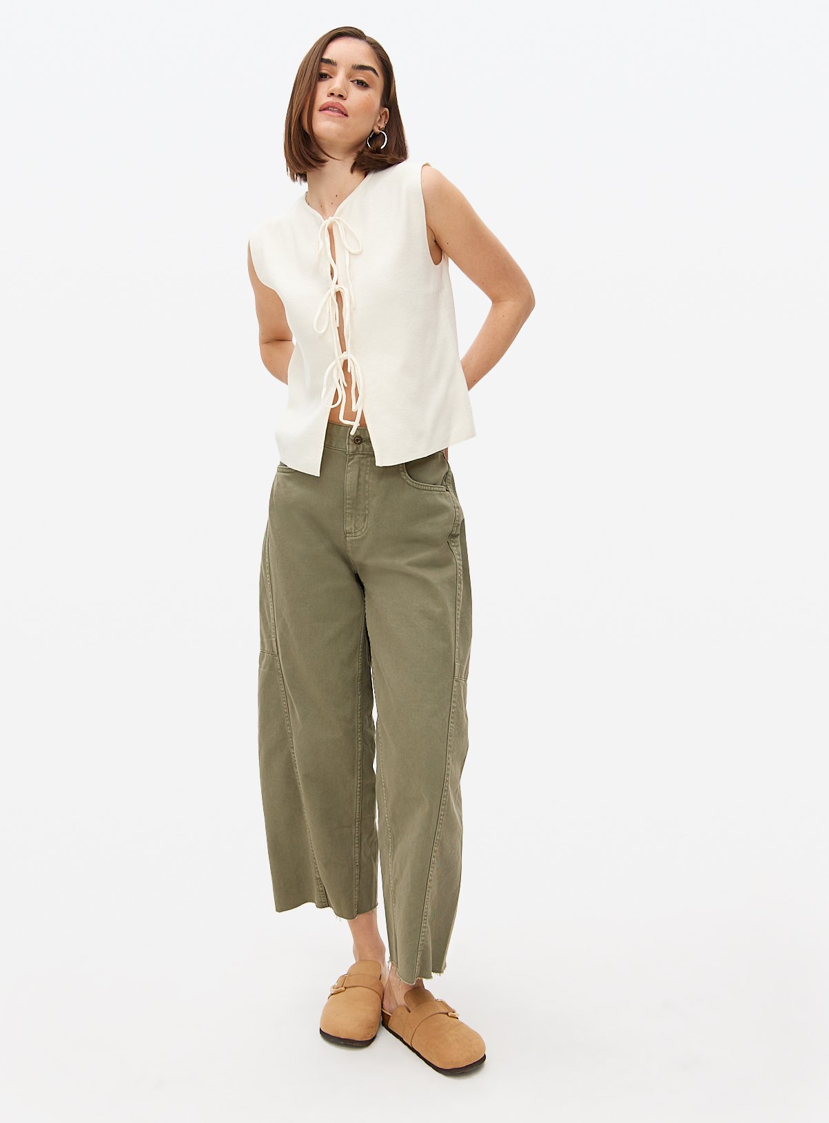 Cream Tie Front Waistcoat M - Image 2 thumbnail