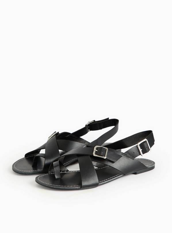 Black Crossover Sandals 6