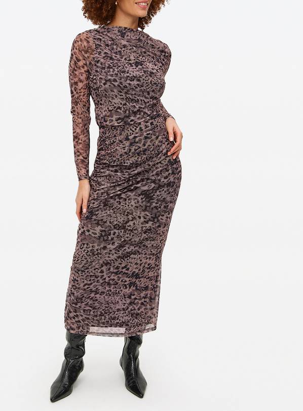 Brown Leopard Print Mesh Coord Skirt 6