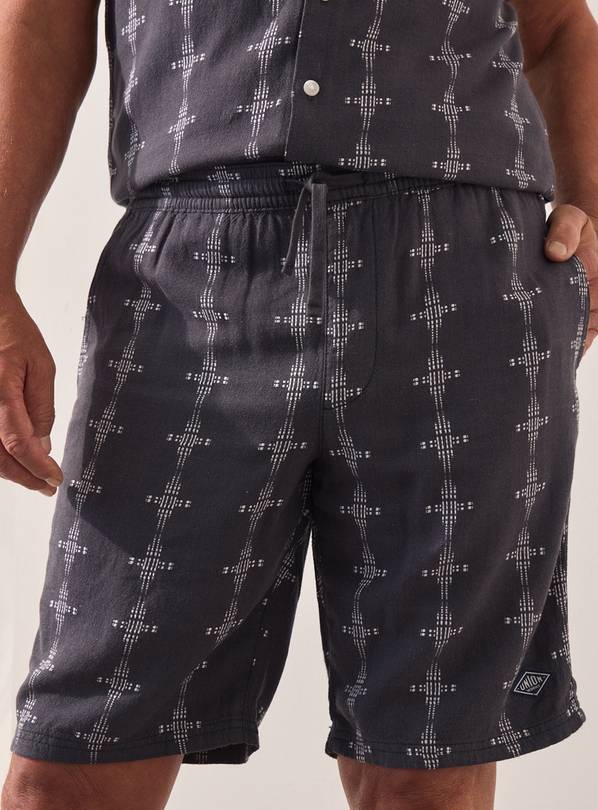 UNION WORKS Charcoal Printed Textured Co-ord Shorts 42