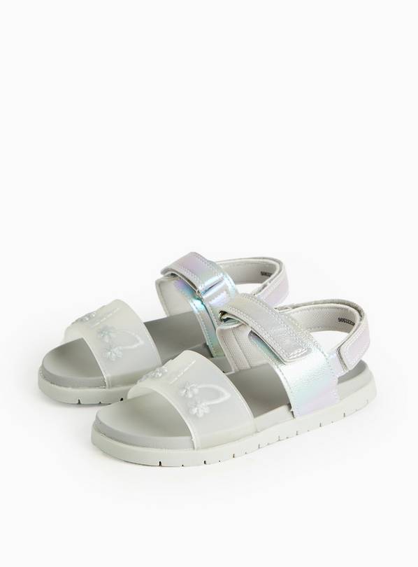 Iridescent Silver Unicorn Design Sandals  7 Infant