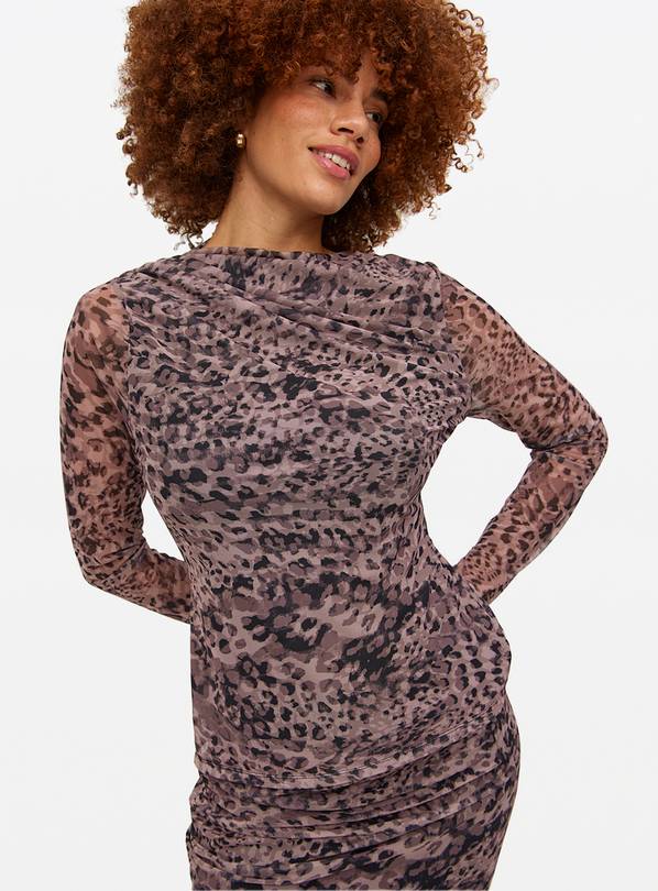 Leopard Print Mesh Long Sleeve Coord Top 10