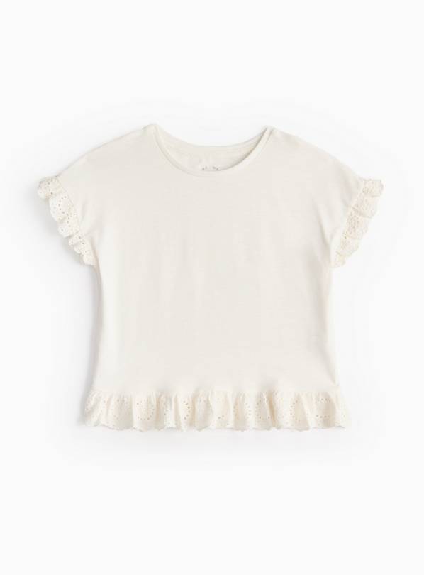 White Broderie Frill T-Shirt 1-2 years