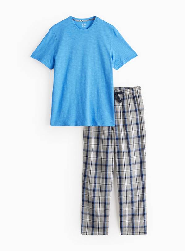 Blue & Grey Check Woven Pyjamas XL