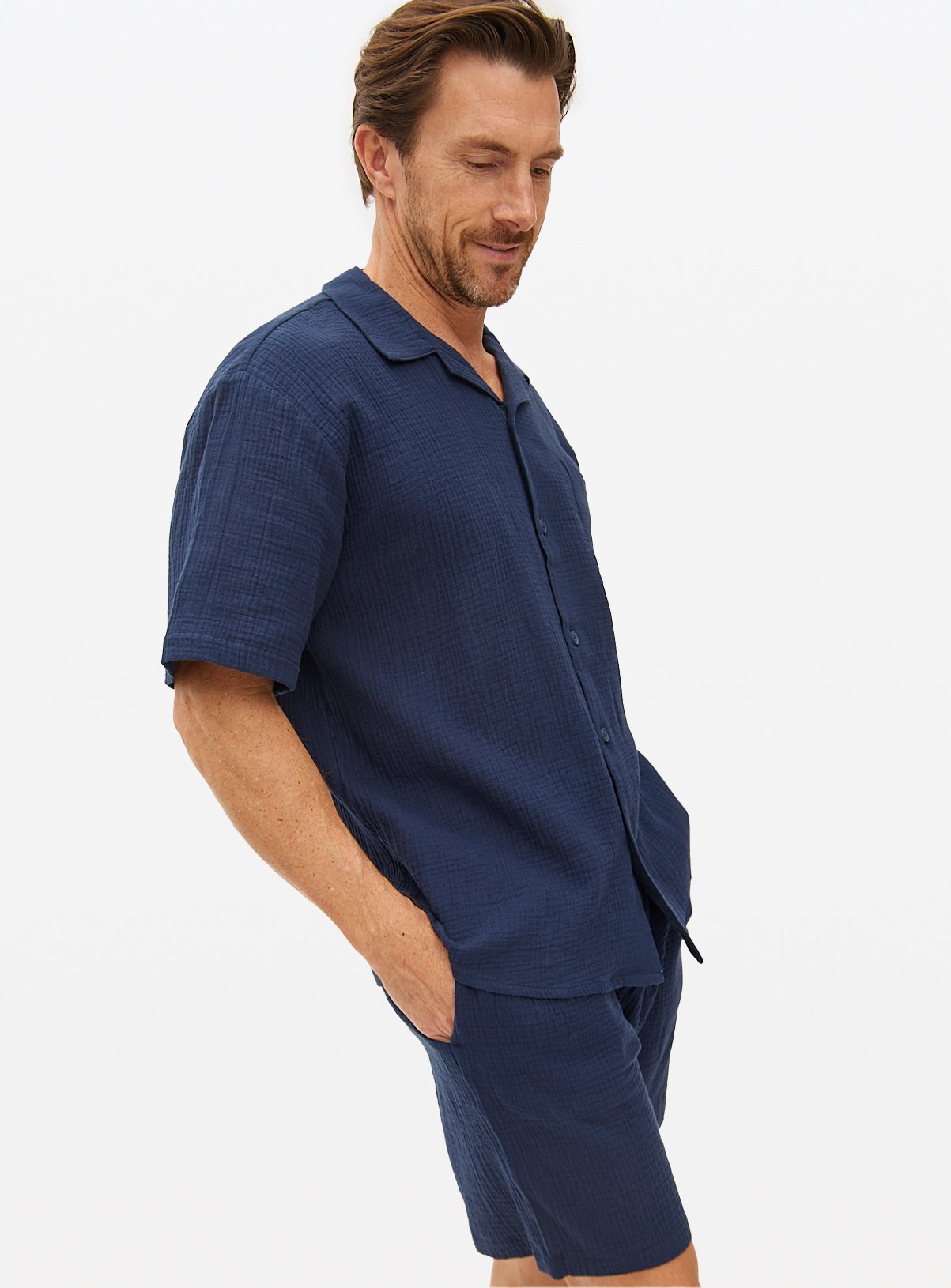 Men's Navy Double Cloth Traditional Pyjamas