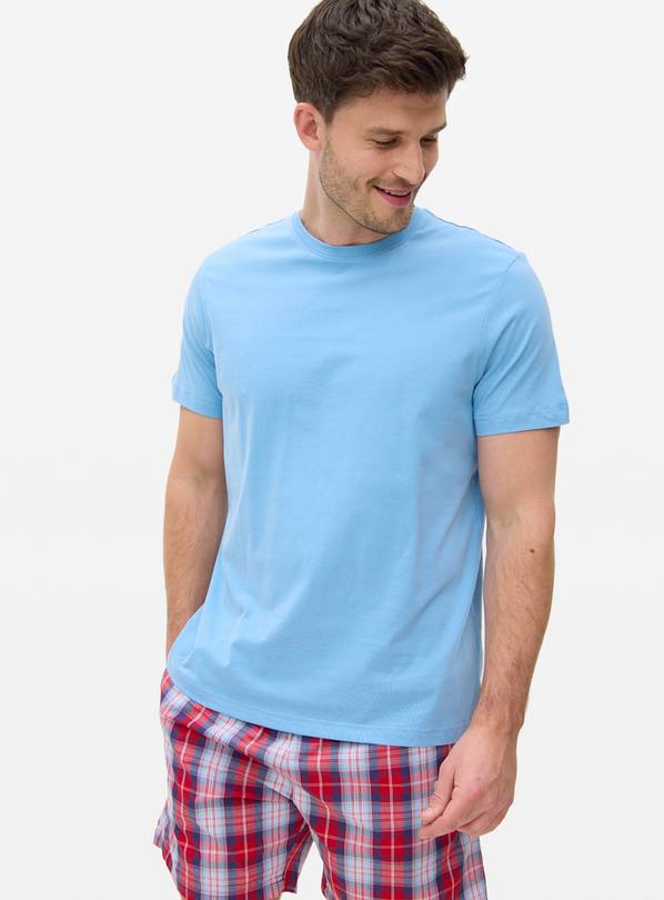 Blue & Red Check Short Sleeve Pyjamas M