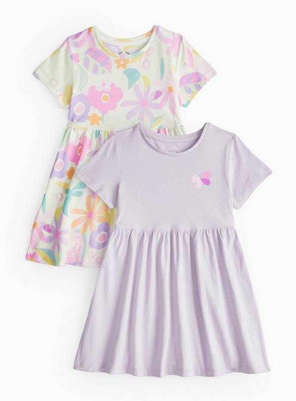 Lilac Printed Jersey Dress 2 Pack 1-2 years