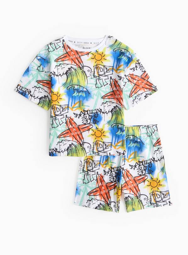 Surf Graffiti Print Waffle Pyjama Set 7-8 years
