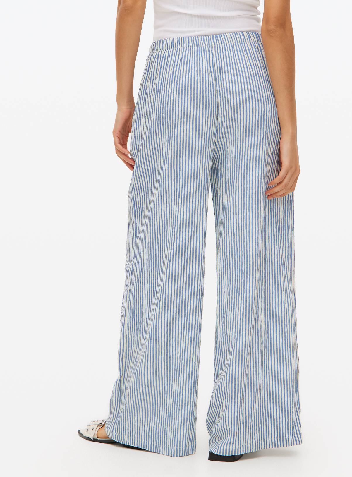 Blue Stripe Ultra Wide Seersucker Coord Trousers 16 - Image 4