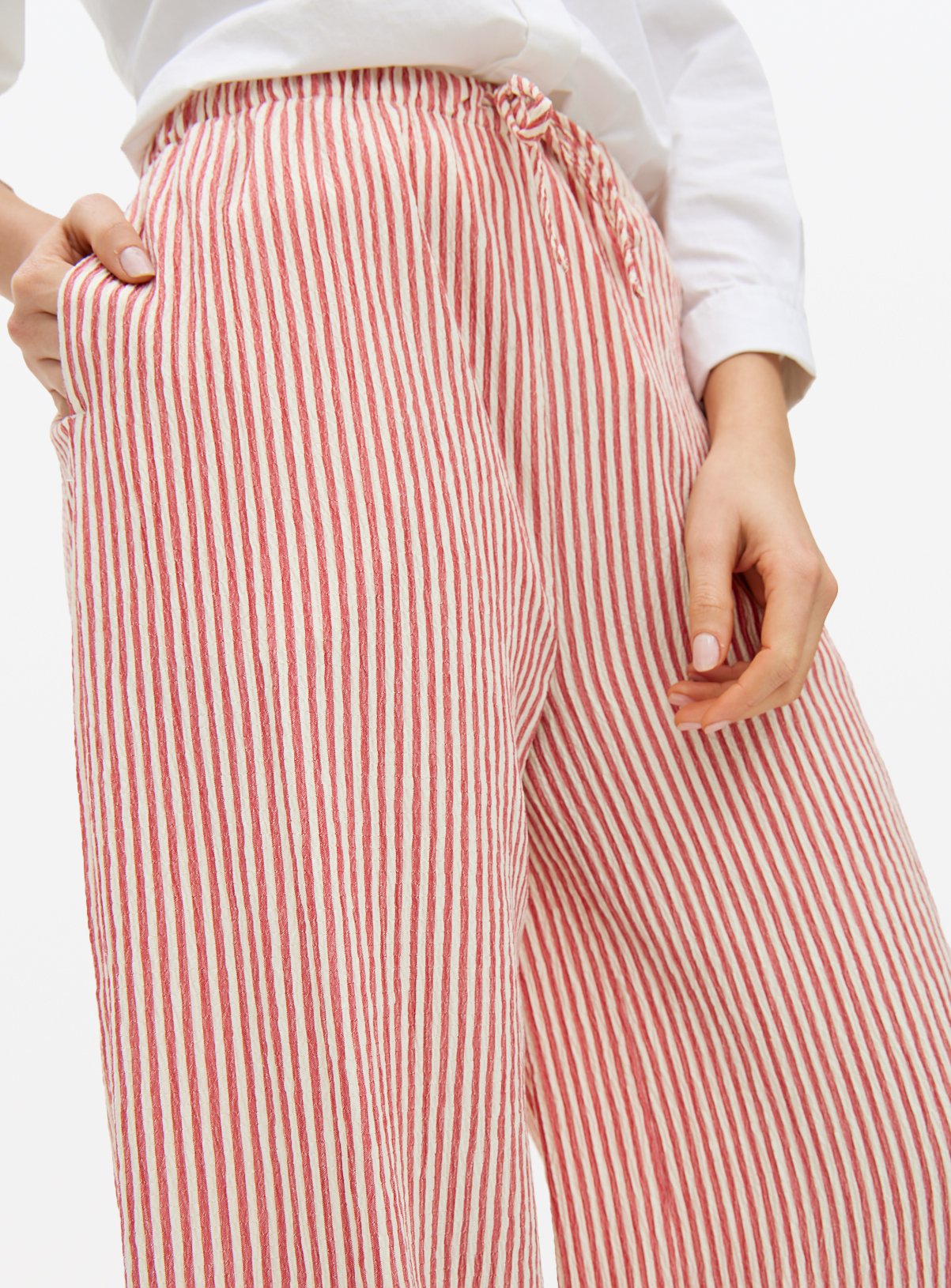 Red Stripe Ultra Wide Seersucker Coord Trousers 8 - Image 3 thumbnail