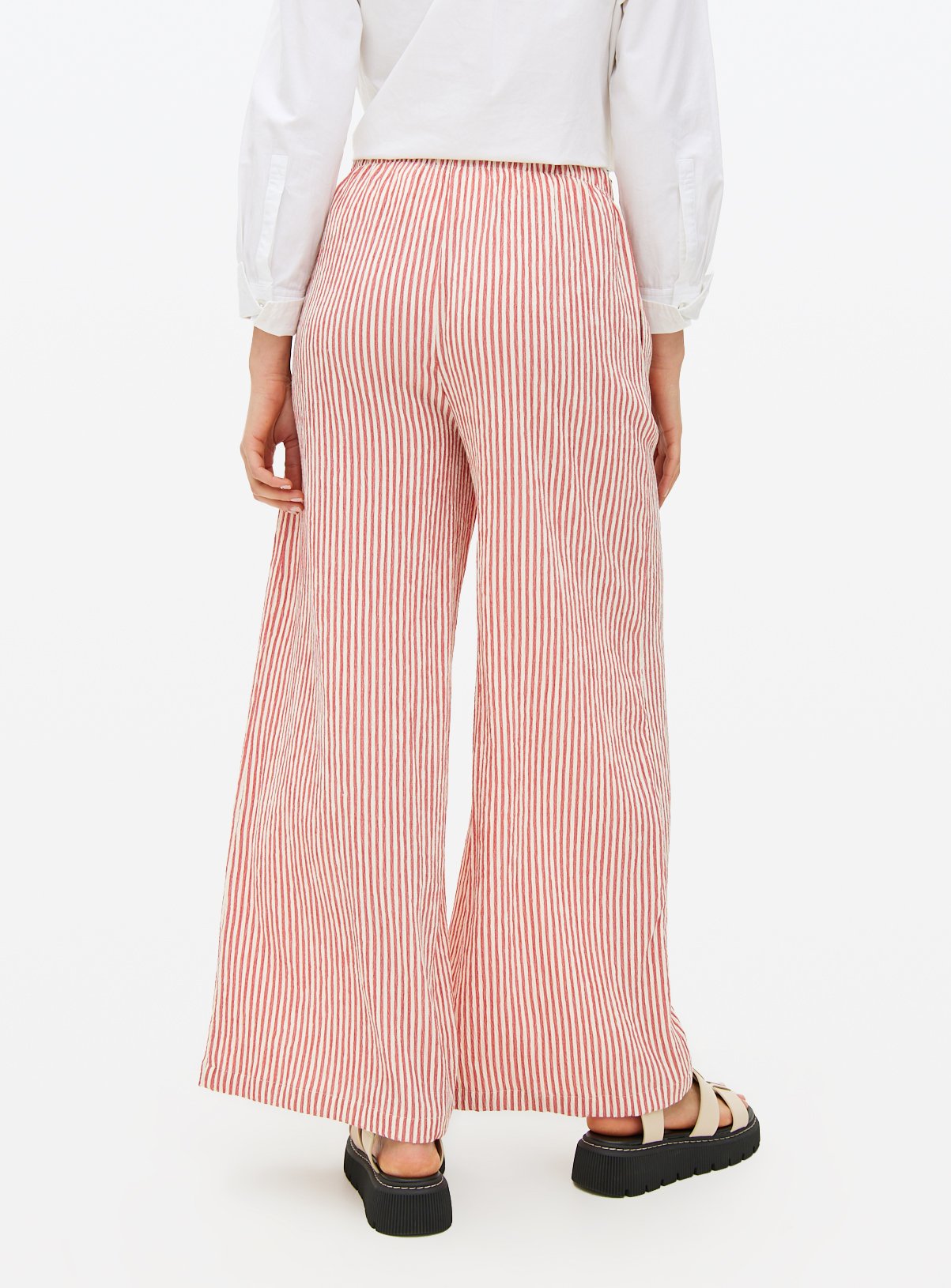 Red Stripe Ultra Wide Seersucker Coord Trousers 8 - Image 4 thumbnail