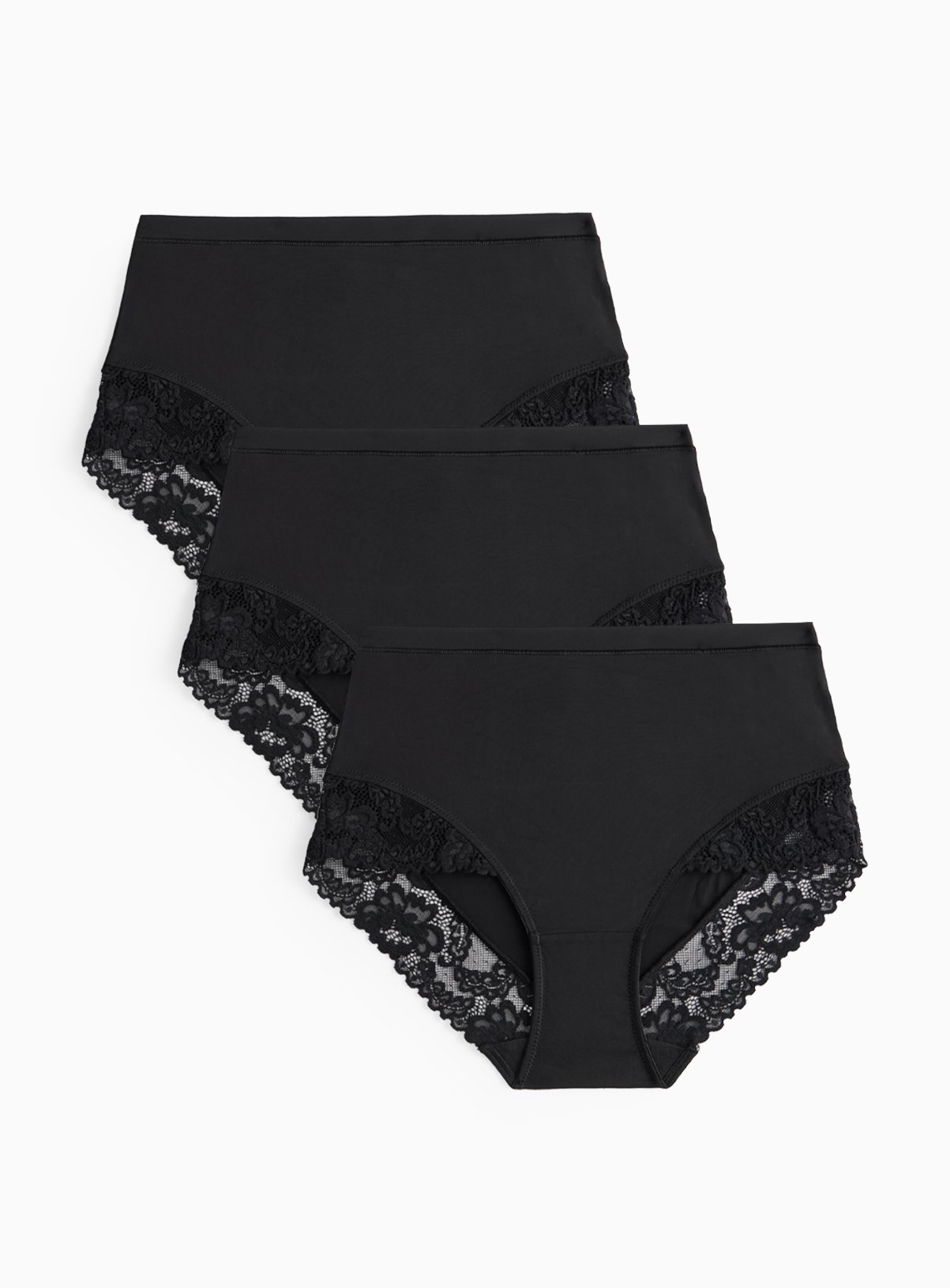Black Floral Lace Full Brief Knickers 3 Pack 8 - Image 1 thumbnail