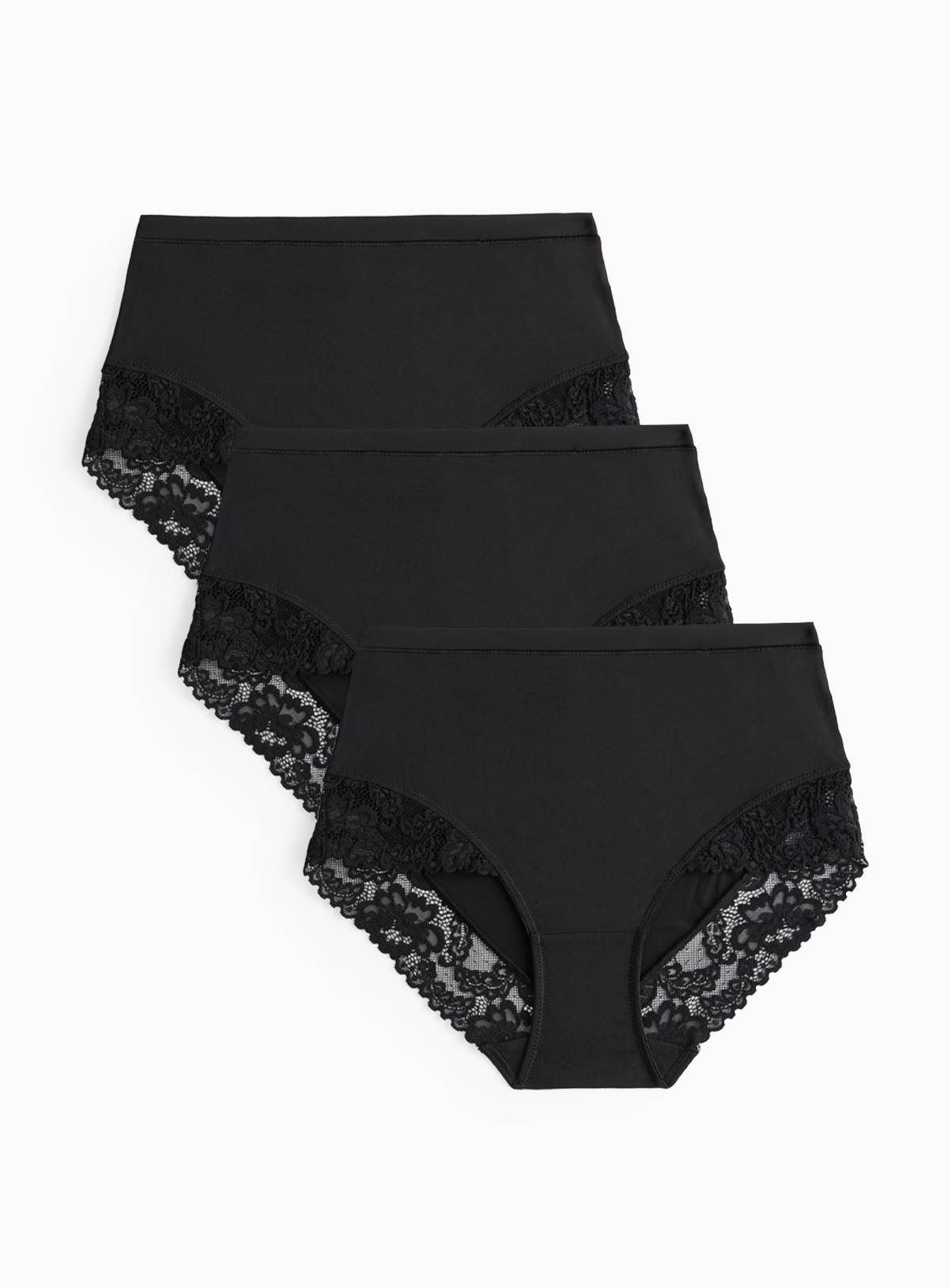 Black Floral Lace Full Brief Knickers 3 Pack 8 - Image 1