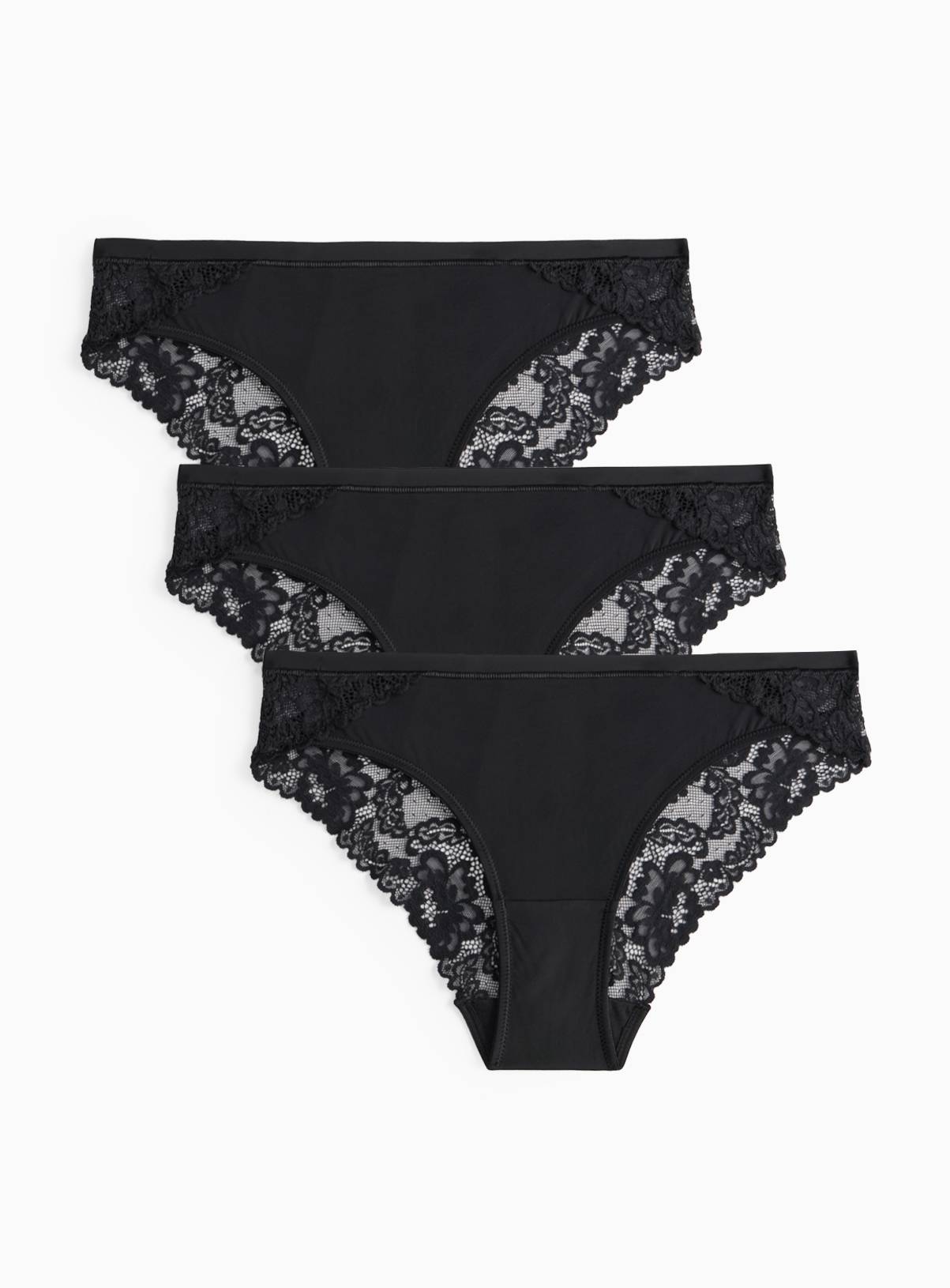 Black Lace Brazilian Knickers 3 Pack 12 - Image 1