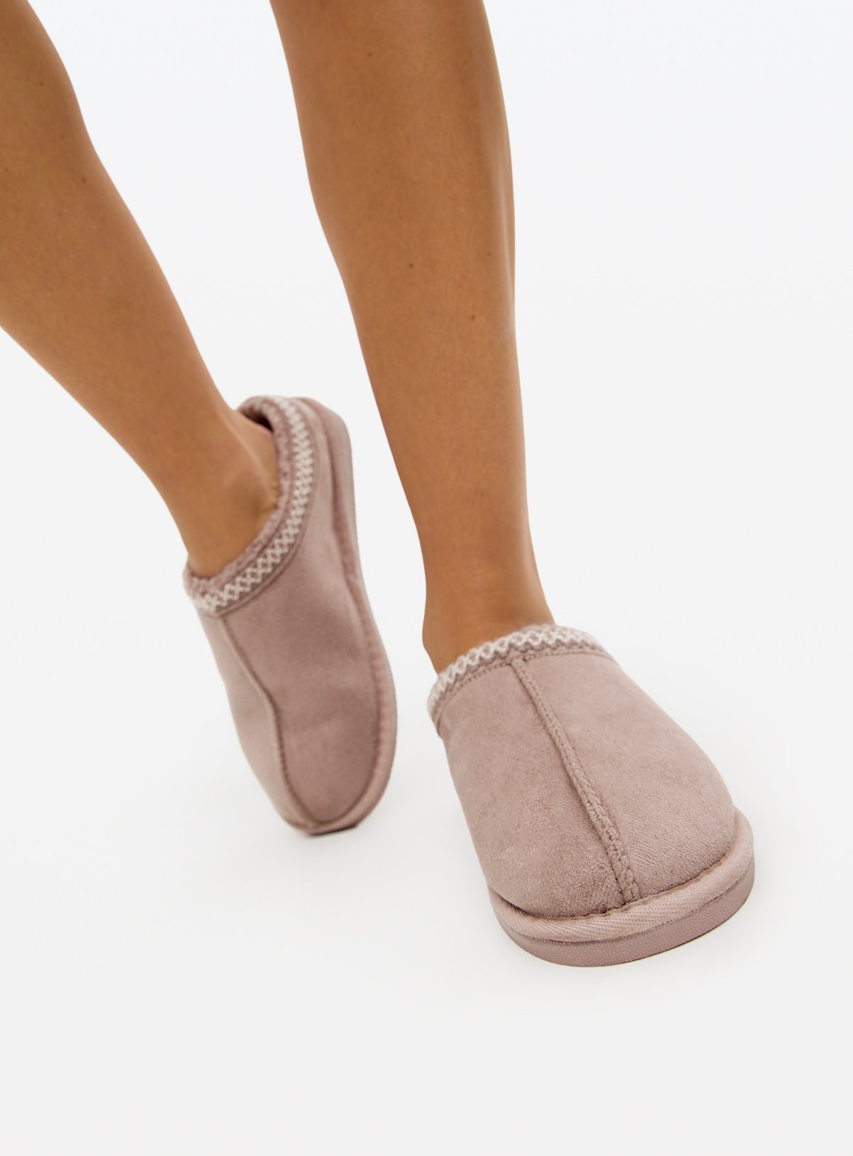 Pink Stitch Detail Mule Slippers
